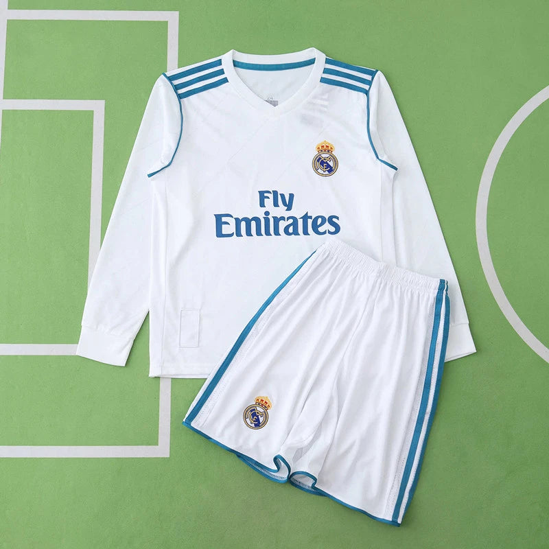 1718 season Real Madrid CF home Long sleeved Kids kit
