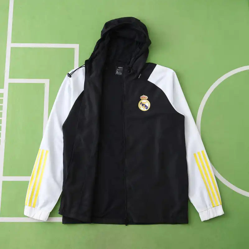 2526 Real Madrid CF black Hooded windbreak