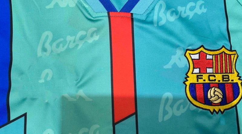 9697 season  Barcelona away long sleeved retro Fan version